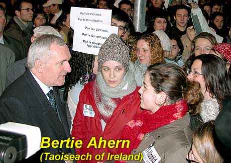 Here he answered the call & joined the protest for the March11 bombing of Madrid at Dublin Spire 12/3/04