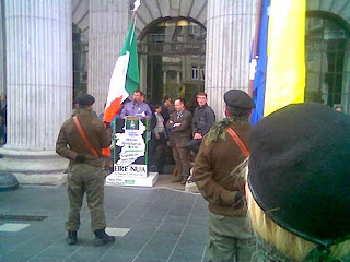 Fergal Moore delivering the oration at the GPO in Dublin on Easter Monday 2014.