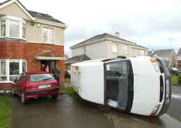 The scene in Hansfield Estate, Clonee, Co Meath, after the mini-twister tore up the area 1/1/2005. new years day.