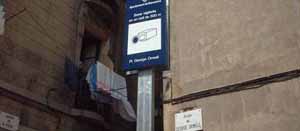 george orwell square (which is a triangle) in Barcelona under CCTV. (called in slang "placa trippi")