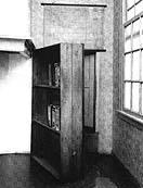 This is the bookcase at 263 Prinsengracht which opened to Anne Frank's hiding place. She never got prayers either. odd. she was a teenager & a virgin