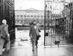 Eddie Fullerton at the gates of Leinster House