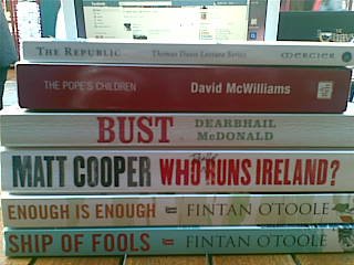 #OccupyGalway: donations of books on the disaster that is the Irish financial crisis from vinnie of charlie byrnes bookstore