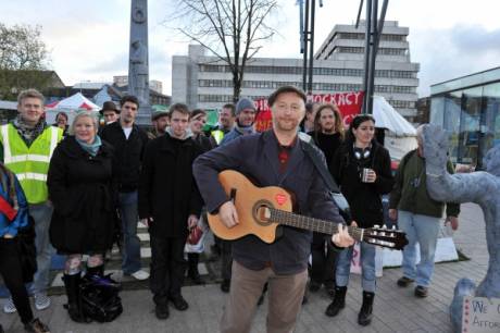 Billy Bragg with the gang at #occupycork