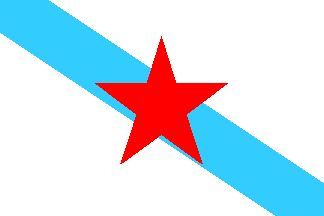 the independence flag of Galizia as flown throughout Galizia and in politicised villages of Galician Portugal (southern Galicia)