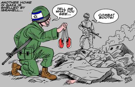 Cartoon by the Brazilian artist, Carlos Latuff (see link)