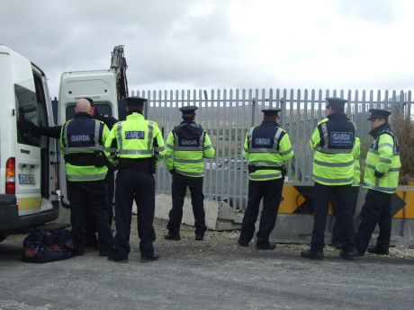 Gardai at the illegal compound this morning 