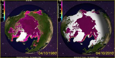 Sea Ice side by side comparison with 30 years ago