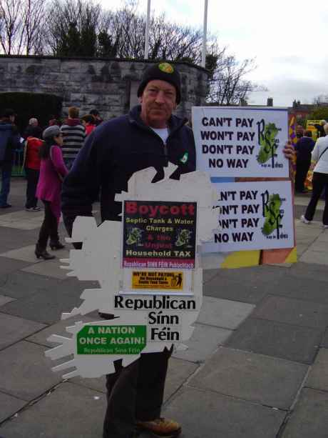 RSF member on the household tax protest in Dublin , Saturday 31st March 2012.