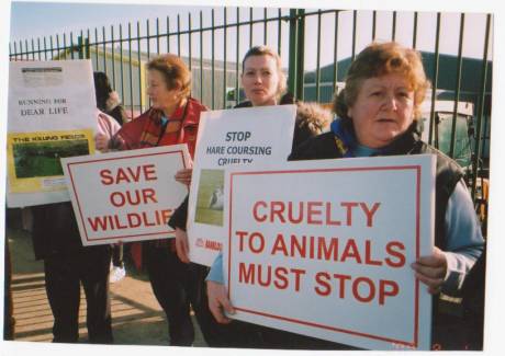 Tireless campaigner Clare Daly TD with anti hare coursing protesters...