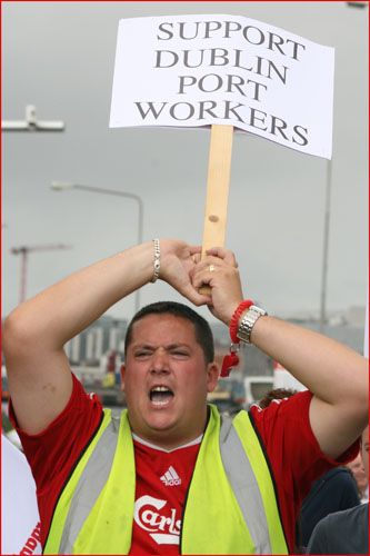 A docker on strike.