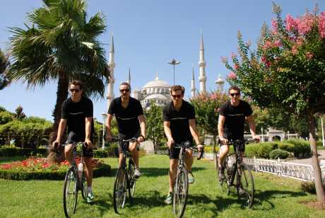 Cyclists in Istanbul, Turkey