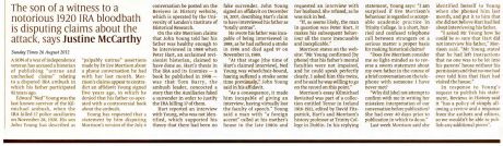 'HIstorian Caught in Ambush Row' Justine McCarthy Sunday Times 26 August 2012 text