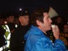 Mayo TD Jerry Cowley using a Garda megaphone to tell protesters to let Shell trucks pass unhindered