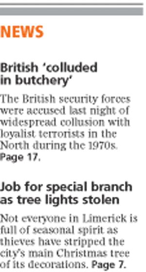 Buried in hard copy, censored from soft copy - Irish Independent on British state terrorism