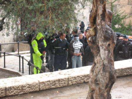 A protestor is arrested in Jerusalem (Jason Hicks)