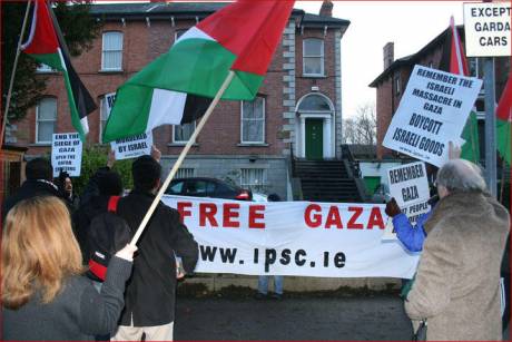 At the embassy in support of Gaza.   Michael  Gallagher 2009