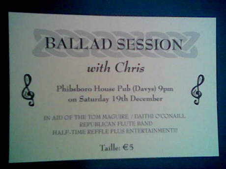Fund-raiser for Irish Republican Flute Band , Saturday 19th December 2009, Dublin.