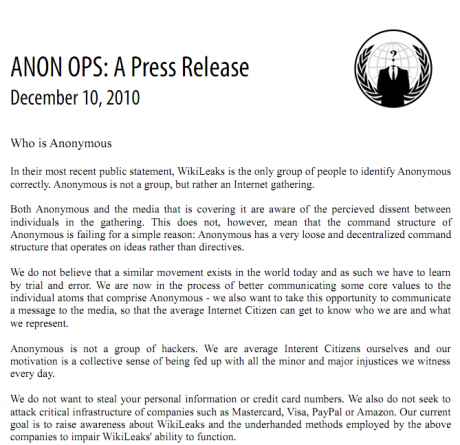 ANON OPS - Press Release