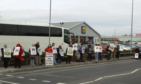 A protest outside a hare coursing event in County Offaly
