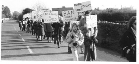 Anti hare coursing picket in mid 1980s