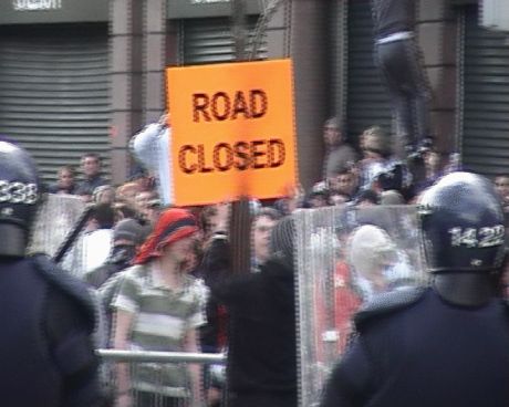 Road Closed sign put up