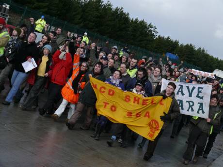 On our way out of the refinery - message delivered loud and clear