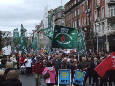 SIPTU banner - in favour of sunshine and all good things