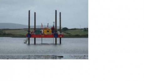 Pontoons used for drilling boreholes