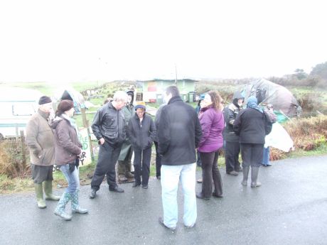 Gathering in the road outside the Rossport Solidarity Camp
