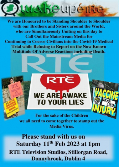 Dublin - Protest outside RTE for Complicity in Medical Genocide on  Sat Feb 11th @ 1pm