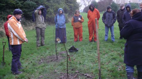 The apple trees planted in their memory, sombre minutes of reflection in empathy with Liz and her delight, Robin - torn away from us last year