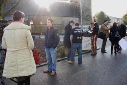 The media desend on the protestors at the National Seminary of Ireland in Maynooth.