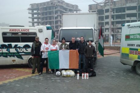 Members of the Irish crew earlier on their journey