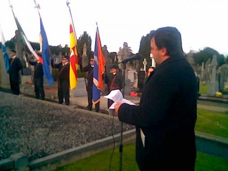 Fergal Moore delivering the main oration in Glasnevin Cemetery , Dublin , 1st January 2013.