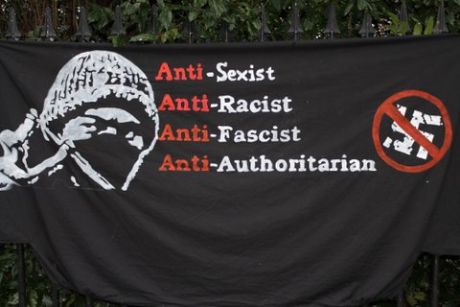 Hooligan antifa banner