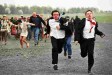 The two lads running from the crowd...