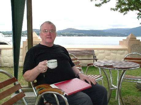 Click on image to see full-sized version Dessie Hynes pictured in the "pagoda" outside The Strand before the meeting