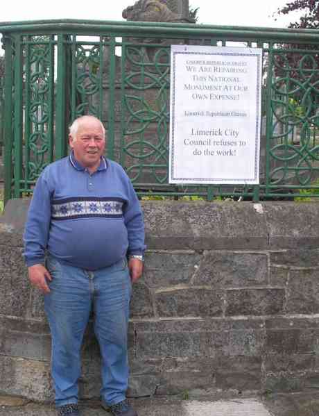 Limerick Republican Graves treasurer Sean O'Neill at the memorial