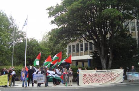 Protesters outside the Israeli Embassy
