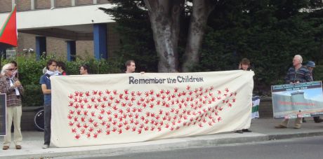 Remember the Children of Palestine banner, created by Adele J King