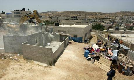 Palestinian home in the East Jerusalem neighbourhood of Isawiyya being bulldozed by Israelis today