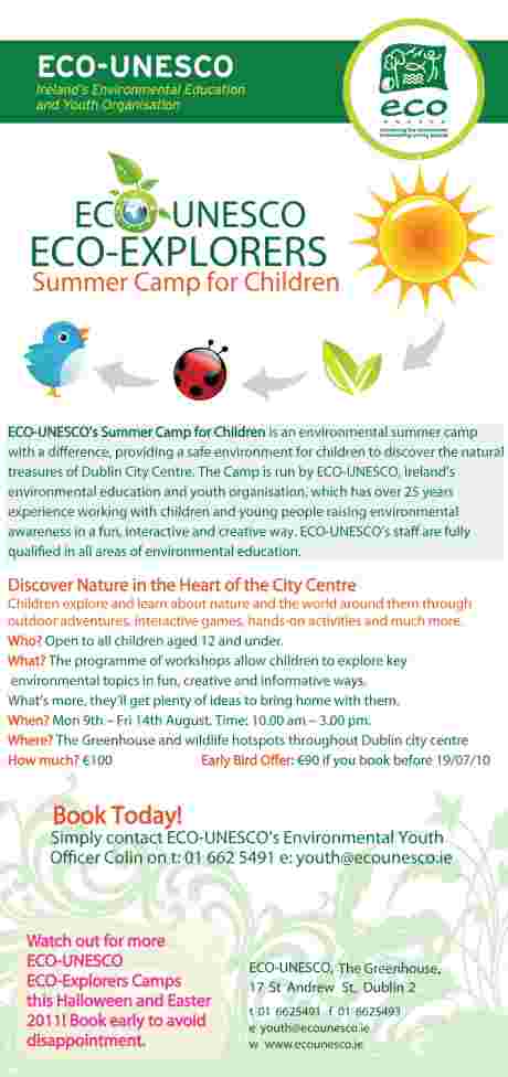 ECO-Explorers Summer Camp (flyer back)