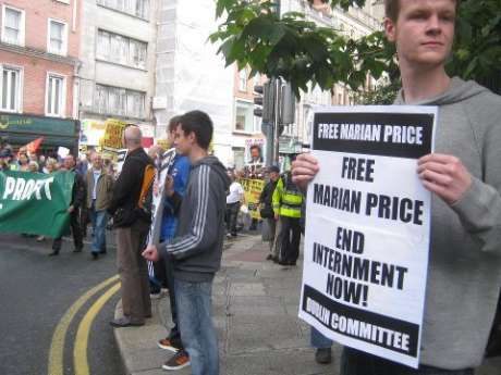 Supporters of Free Marian Price Campaign, Dublin Committee, publicizing their cause to the Campaign Against Household & Water Charges march, 18th July.