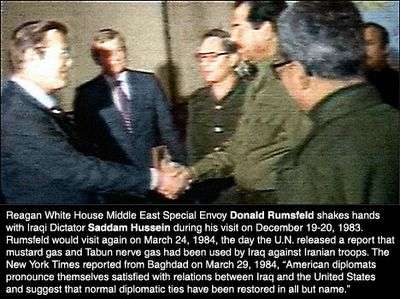 Donald Rumsfeld meeting Saddam in 1983 - Reagan Era