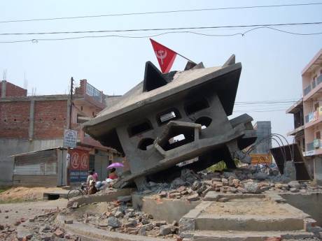 Gyanendra monument  after the riots.