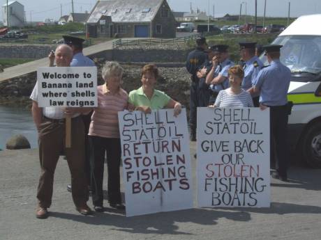 Citizens protesting the theft of the O'Donnells' boats - 2