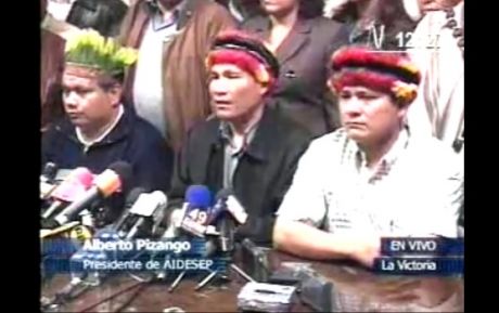 "I hold the government of President Alan Garcia responsible for ordering the genocide," indigenous leader Alberto Pizango
