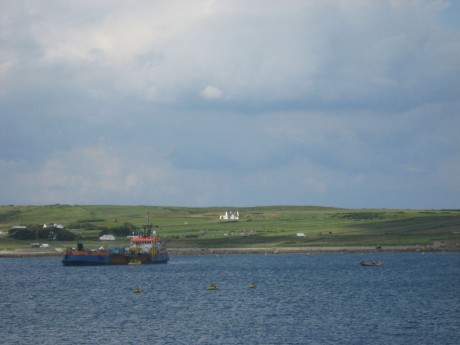 Approaching the winching barge near Ballyglass pier in the morning action