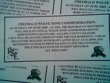 Wolfe Tone Commemoration leaflets 2009.